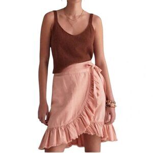 Anthropologie Pilcro Nettie Blush Pink Peach Ruffled Wrap Mini Skirt M